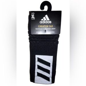 Adidas Creator 365 Basketball Crew Socks 1 Pair Men 12-16 Black w White Logo NEW